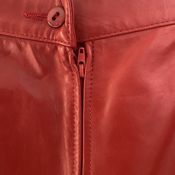 Sexy West Bay Vintage High Waist Red Leather Pencil Skirt 10-12 - Picture 4 of 10